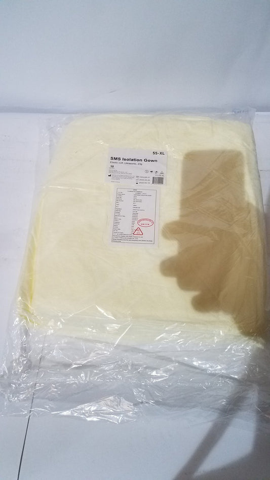 XIANTAO 55-XL SMS Isolation Gown with Elastic Cuff – Ultrasonic Sealed, 23g
