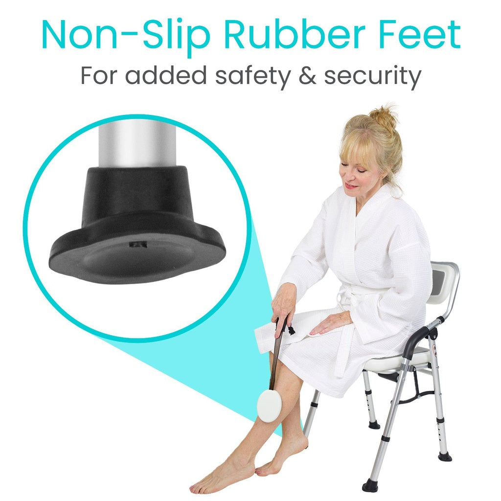 Folding Shower Chair With Non-Slip Support Feet - Bathroom Safety & Daily Living