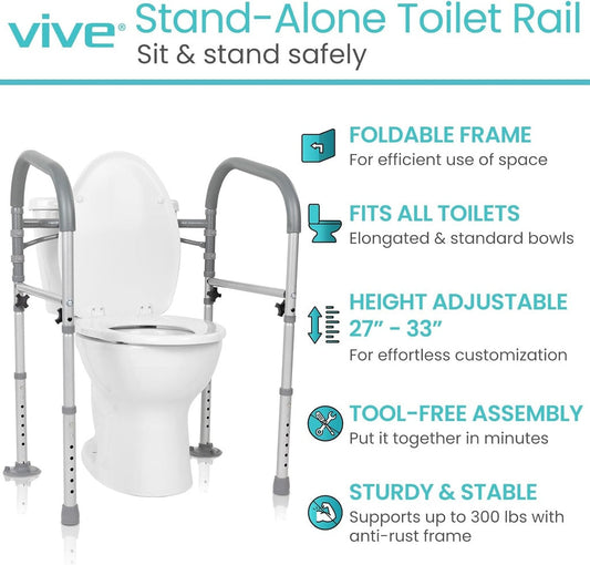 Toilet Safety Frame With Handles - Width Fixed