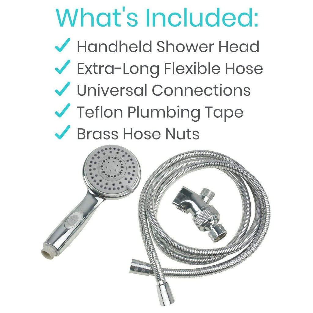 Handheld Shower Head With Long Hose Multiple Spray Settings - Handheld Shower Head