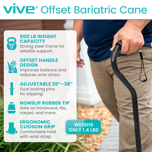 Offset Bariatric Cane - Black
