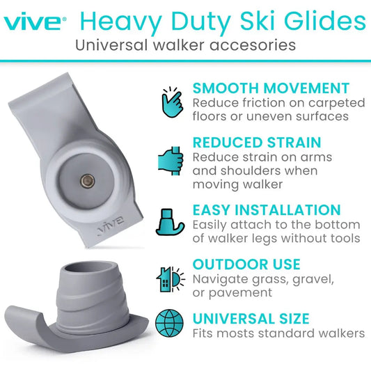 Walker Ski Glides Heavy Duty - Grey / 2 Pack