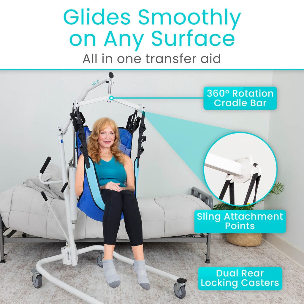 Hydraulic Patient Lift With Sling And Rolling Base - Mobility & Transfer Equipment