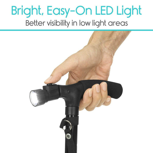 LED Folding Walking Cane Adjustable Height With Light - Folding Walking Cane