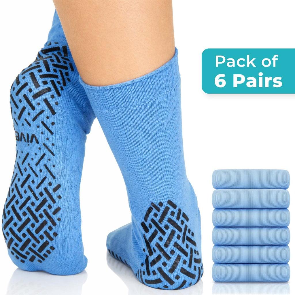 Non Slip Socks (6 Pairs) - Blue