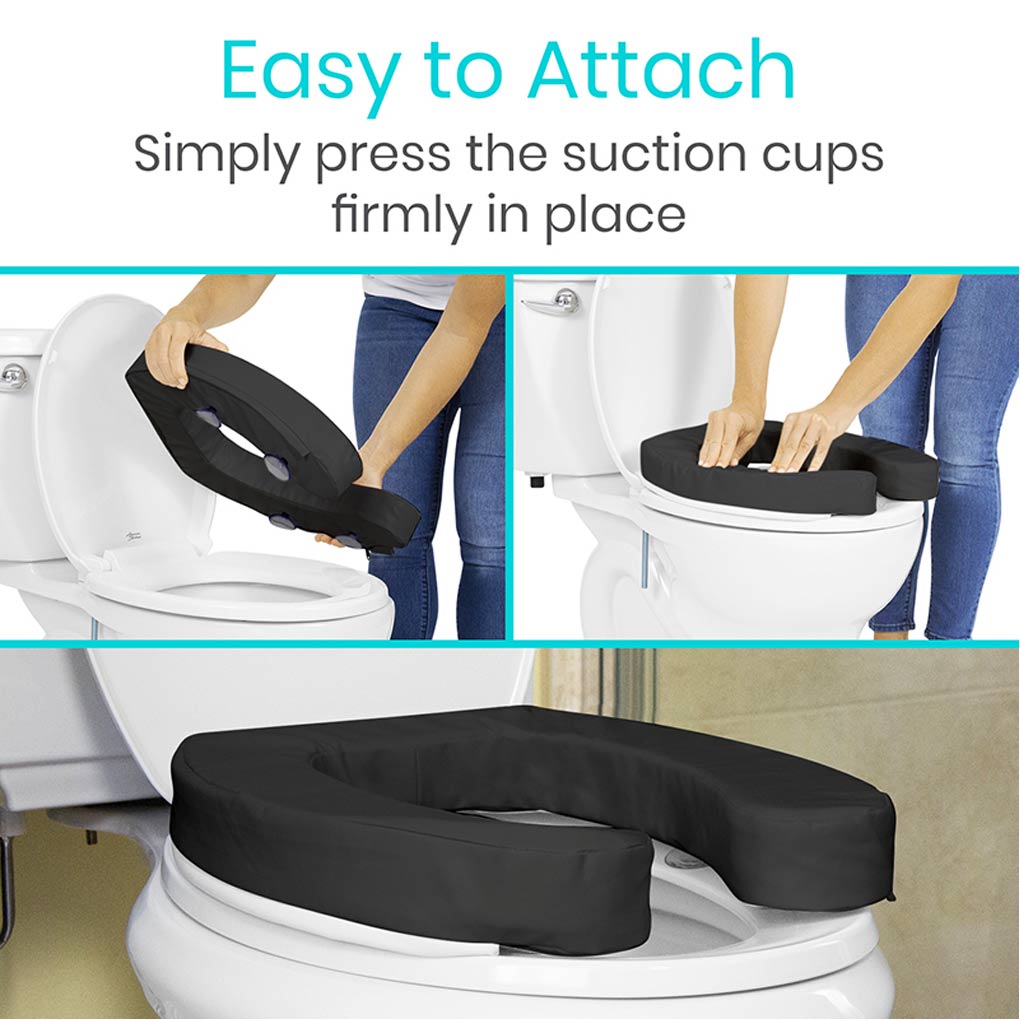 Cushioned Toilet Seat Riser Black 2’’ Soft
