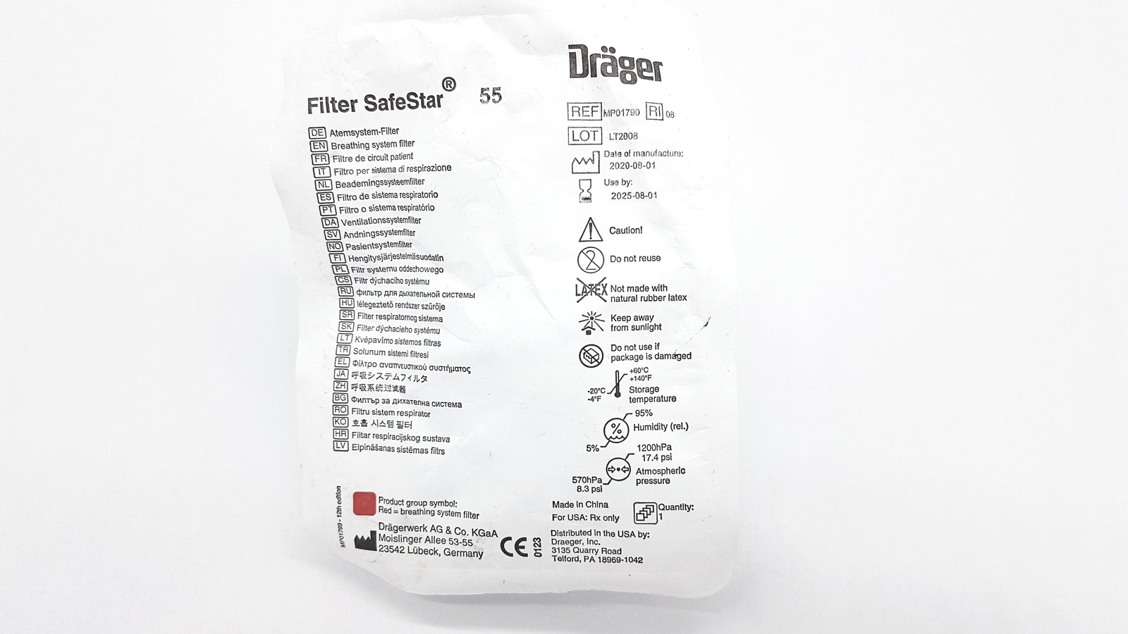Set of 4 Drager Draeger Mechanical SafeStar 55 Filter MP01790, Adult ...