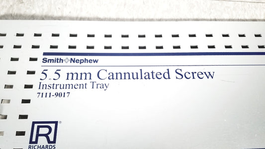 Smith & Nephew 5.5 mm Cannulated Screw Set Instrument Tray - Missing Piece