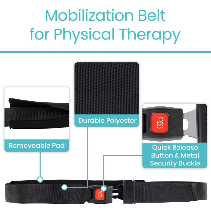 Adjustable Mobilization Therapy Belt With Removable Pad - Mobility & Transfer Equipment