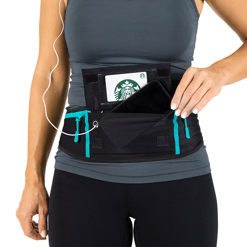 Running Belt - Black w/ Teal