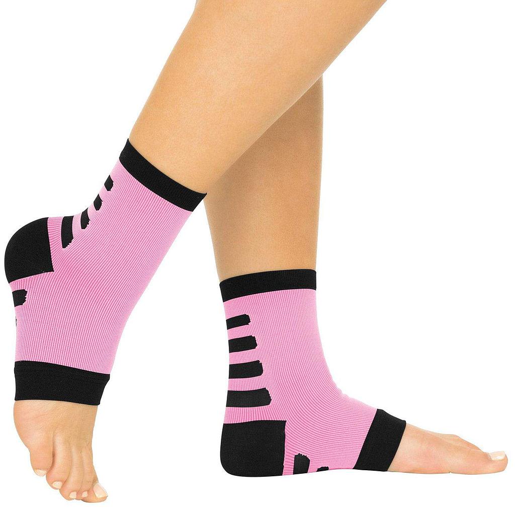 Ankle Compression Socks (2 Pair) - Large / Pink w/ Black