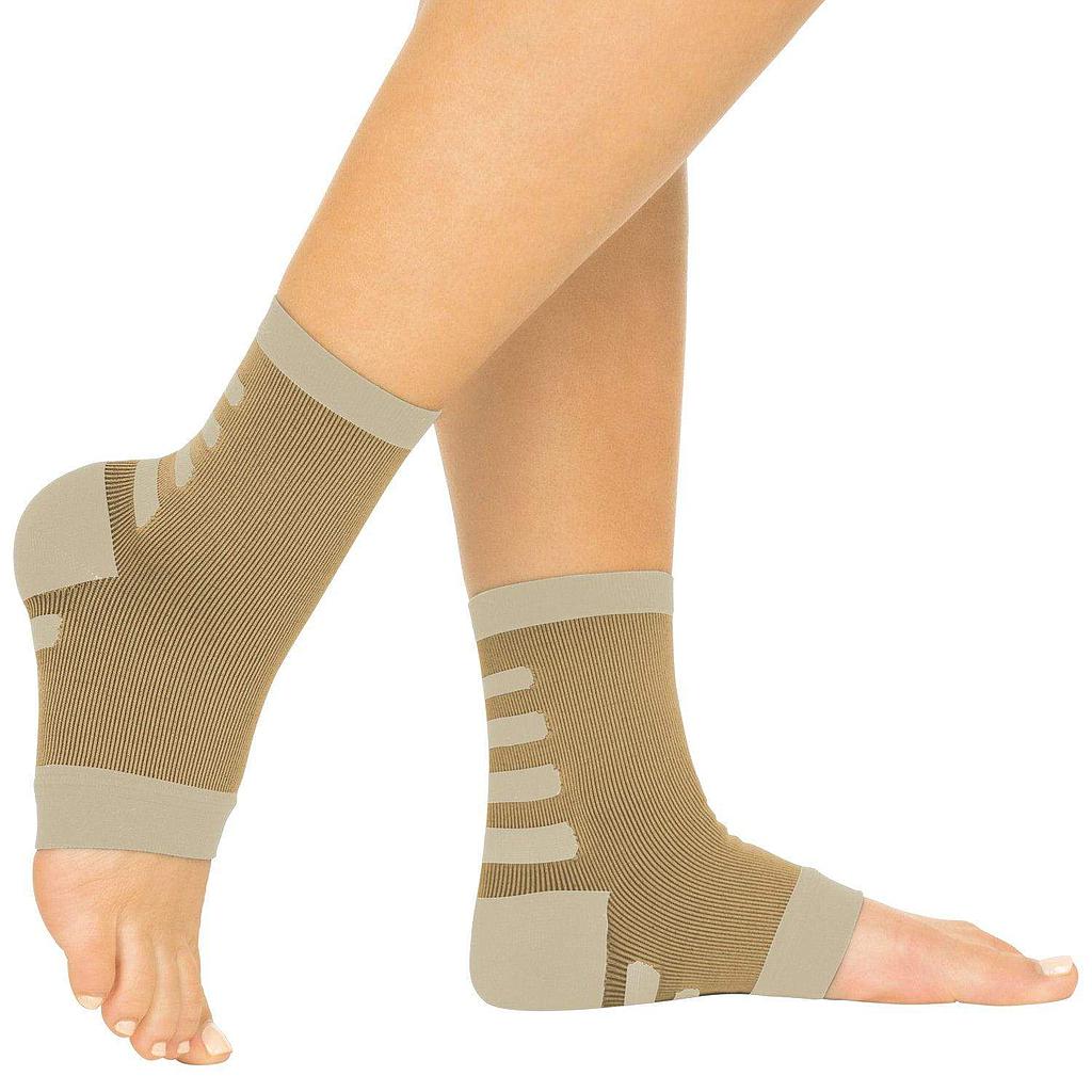 Ankle Compression Socks (2 Pair) - Medium / Beige w/ Tan