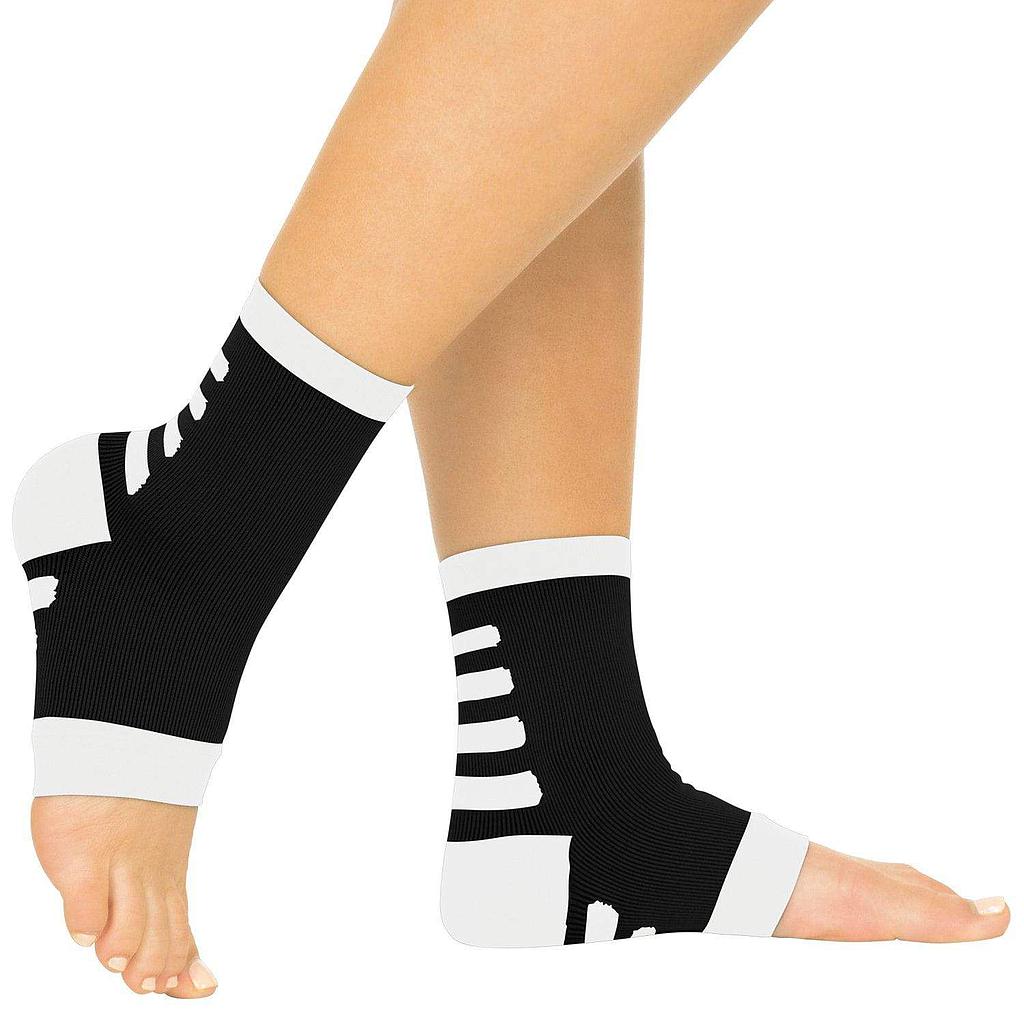 Ankle Compression Socks (2 Pair) - Medium / Black w/ White