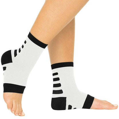 Ankle Compression Socks (2 Pair) - Medium / White w/ Black