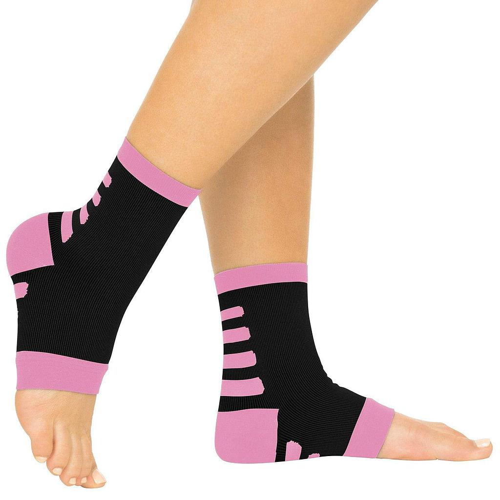 Ankle Compression Socks (2 Pair) - Small / Black w/ Pink