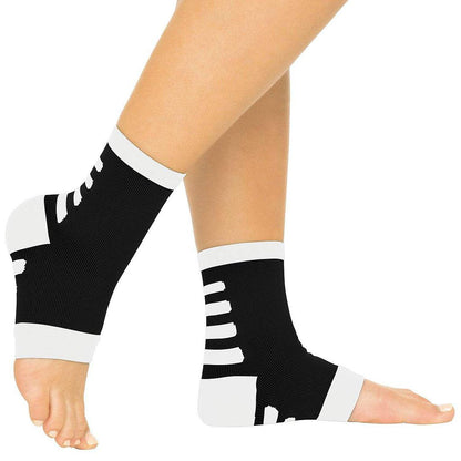 Ankle Compression Socks (2 Pair) - Small / Black w/ White