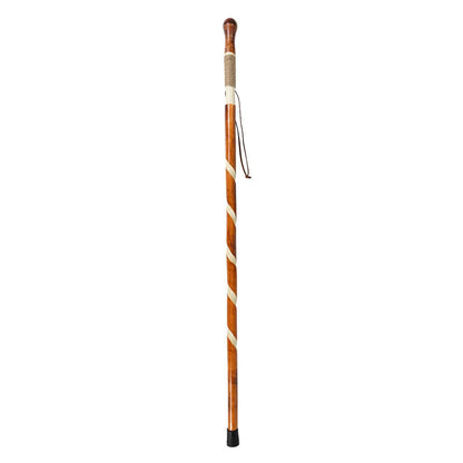 Carved Wooden Walking Stick With Non-Slip Rubber Tip - Mobility & Transfer Equipment
