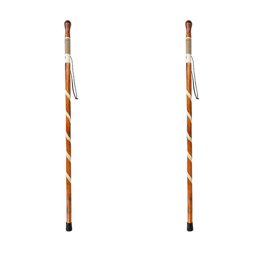 Carved Wooden Walking Sticks, 2 Pack With Non-Slip Tips - Mobility & Transfer Equipment