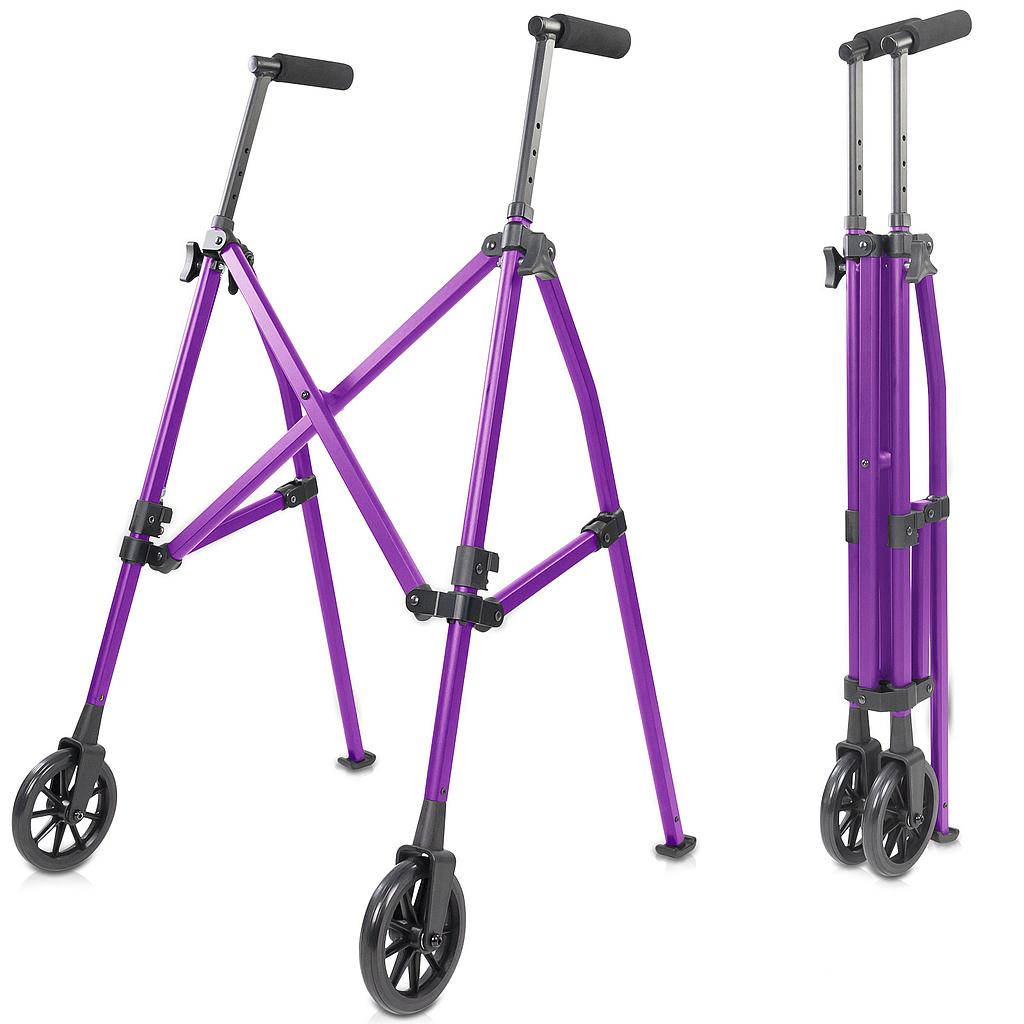Compact Folding Airframe Walker With Front Wheels And Ski Glides - Purple - Mobility & Transfer Equipment