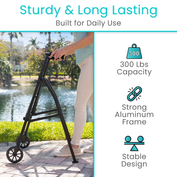 Compact Folding Airframe Walker With Front Wheels And Ski Glides - Mobility & Transfer Equipment