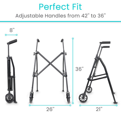 Compact Folding Airframe Walker With Front Wheels And Ski Glides - Mobility & Transfer Equipment