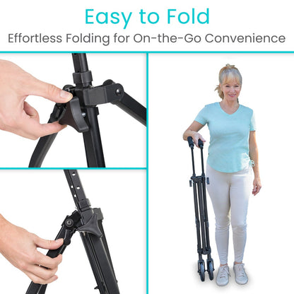 Compact Folding Airframe Walker With Front Wheels And Ski Glides - Mobility & Transfer Equipment