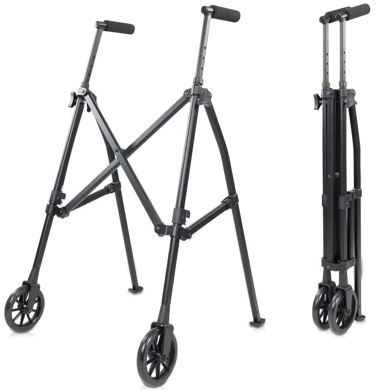 Compact Folding Airframe Walker With Front Wheels And Ski Glides - Mobility & Transfer Equipment