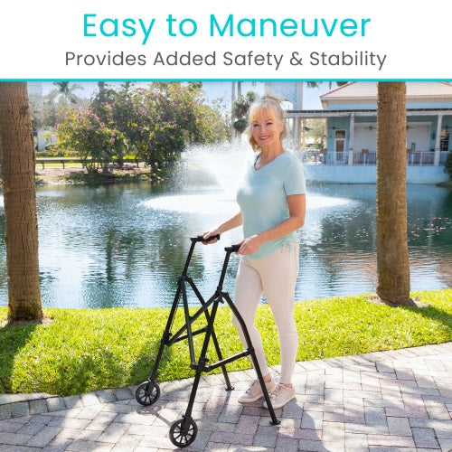 Compact Folding Airframe Walker With Front Wheels And Ski Glides - Mobility & Transfer Equipment