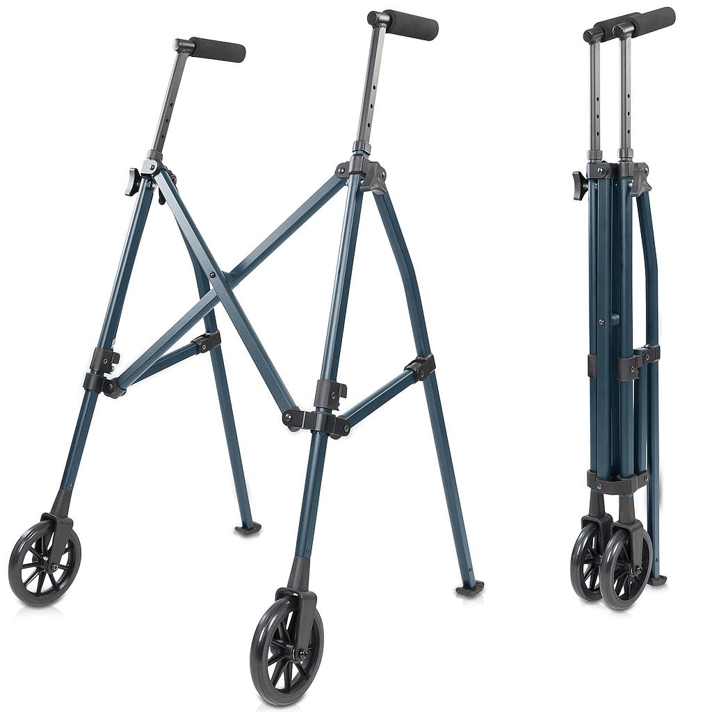 Compact Folding Airframe Walker With Front Wheels And Ski Glides - Grey - Mobility & Transfer Equipment