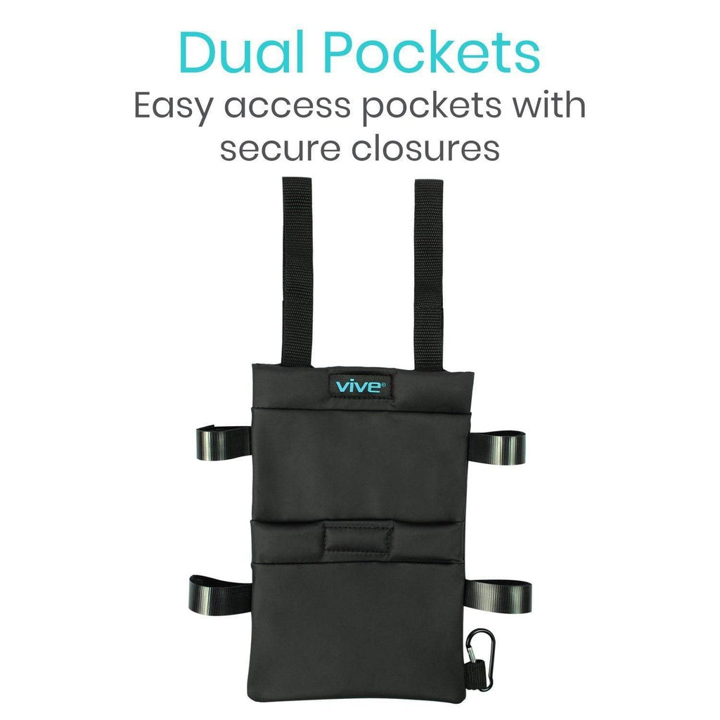 Crutch Storage Bag With Dual Pockets Adjustable Waterproof Pouch - Crutch Storage Bag
