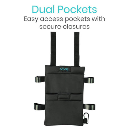 Crutch Storage Bag With Dual Pockets Adjustable Waterproof Pouch - Crutch Storage Bag