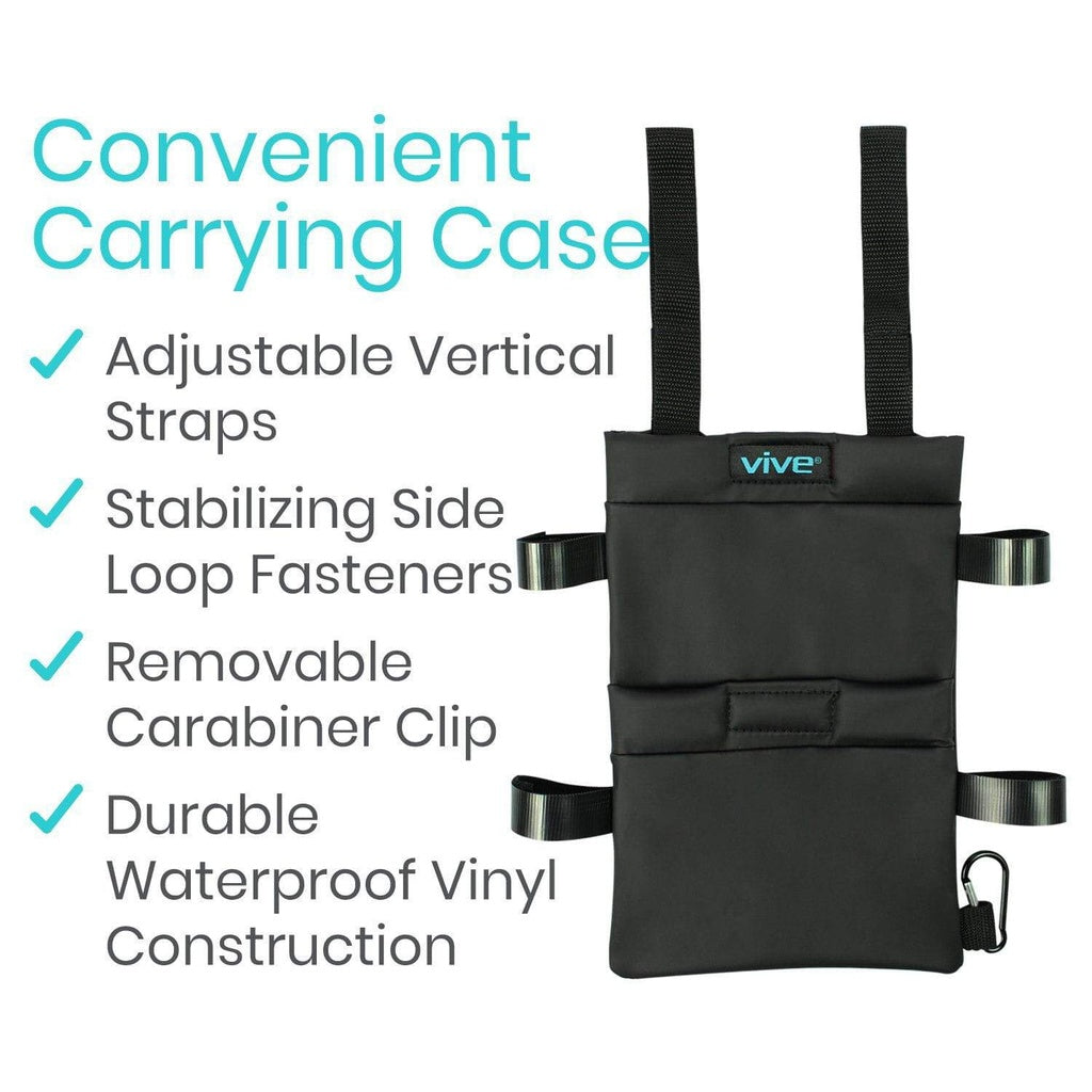 Crutch Storage Bag With Dual Pockets Adjustable Waterproof Pouch - Crutch Storage Bag