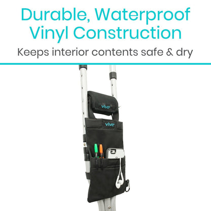 Crutch Storage Bag With Dual Pockets Adjustable Waterproof Pouch - Crutch Storage Bag
