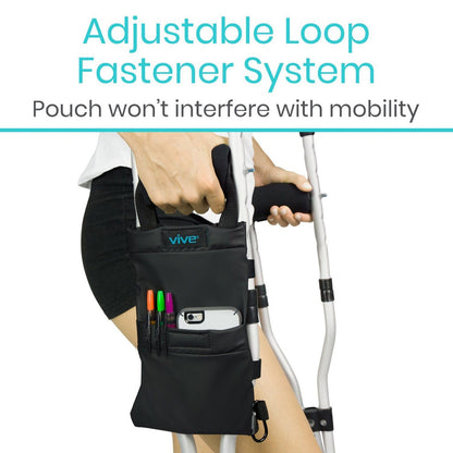 Crutch Storage Bag With Dual Pockets Adjustable Waterproof Pouch - Crutch Storage Bag