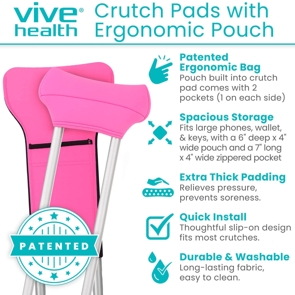 Crutch Pads with Ergonomic Pouch