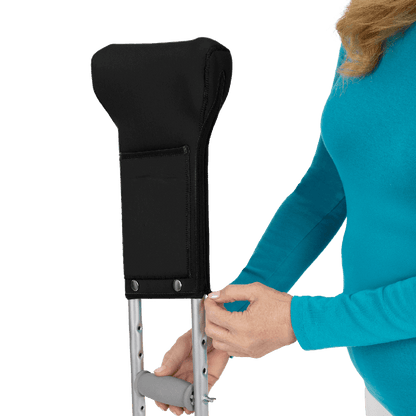 Crutch Pads with Ergonomic Pouch - Black