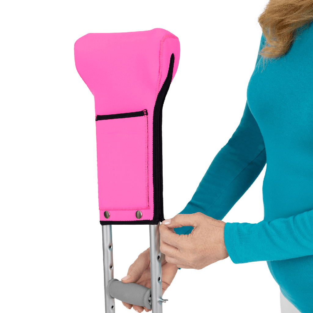 Crutch Pads with Ergonomic Pouch - Pink