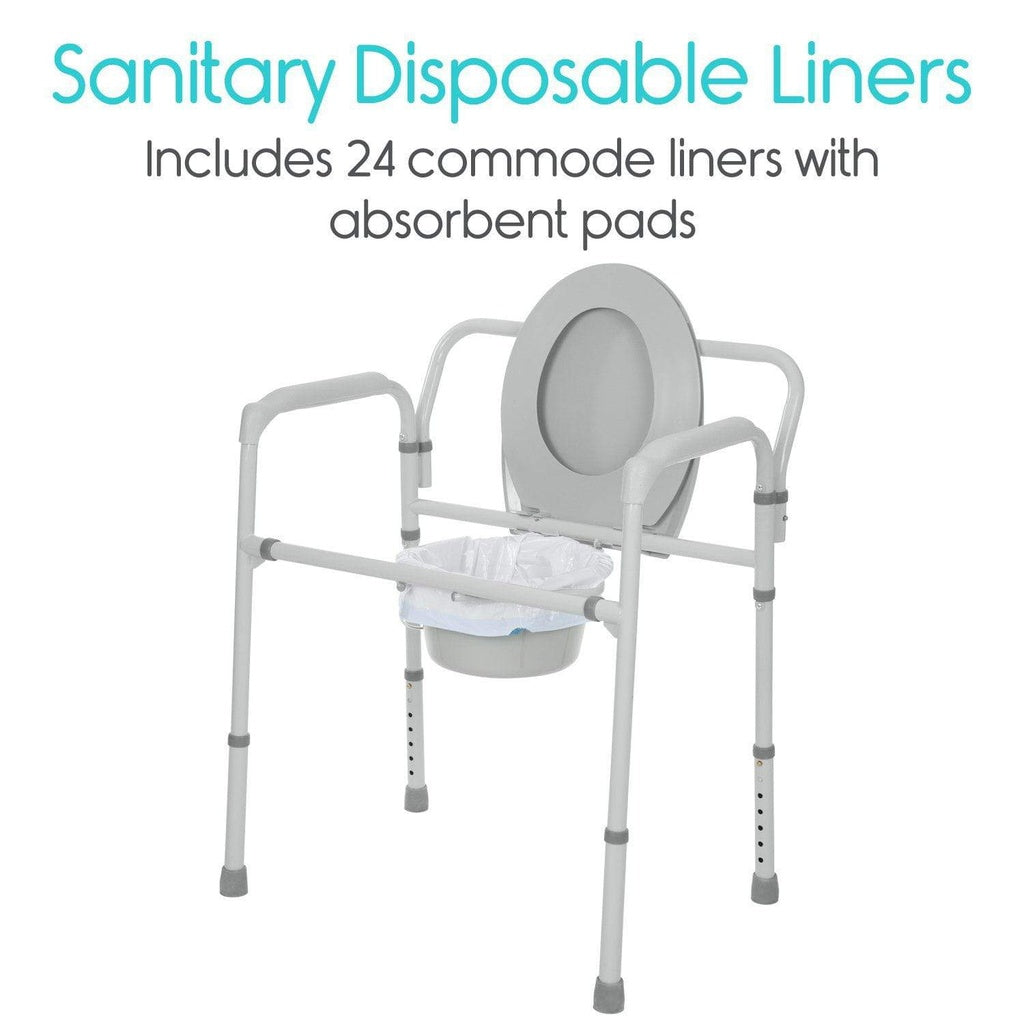 Disposable Commode Liners With Absorbent Pads and Drawstrings - Commode Liners