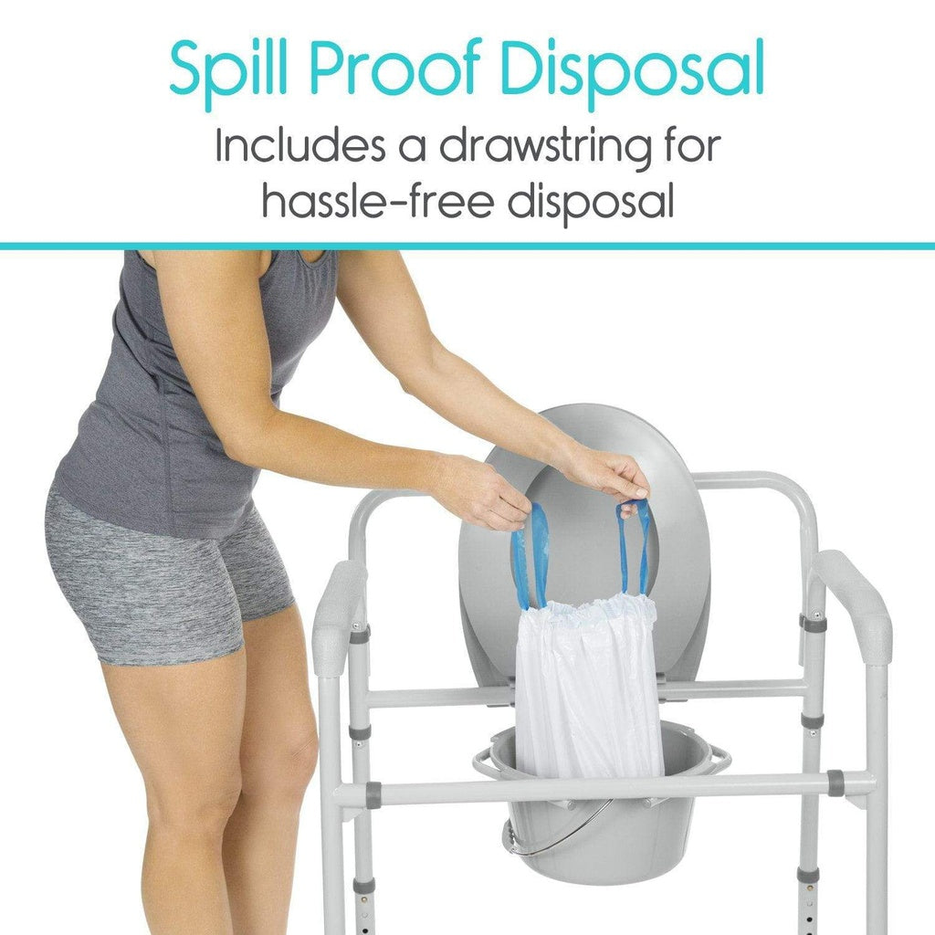 Disposable Commode Liners With Absorbent Pads and Drawstrings - Commode Liners