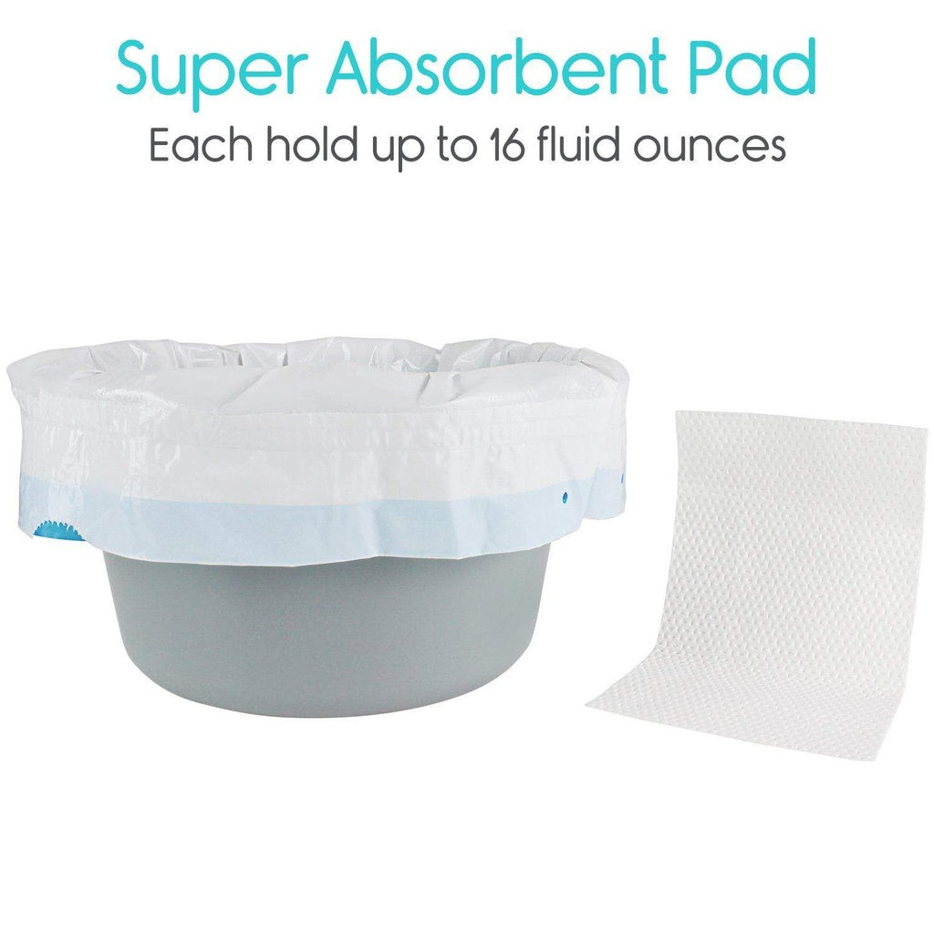 Disposable Commode Liners With Absorbent Pads and Drawstrings - Commode Liners