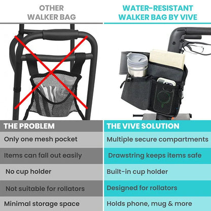 Ergonomic Rollator Storage Bag With Water-Resistant Material - Mobility & Transfer Equipment