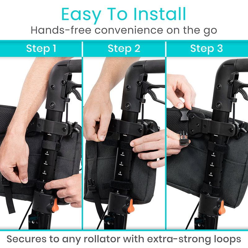 Ergonomic Rollator Storage Bag With Water-Resistant Material - Mobility & Transfer Equipment