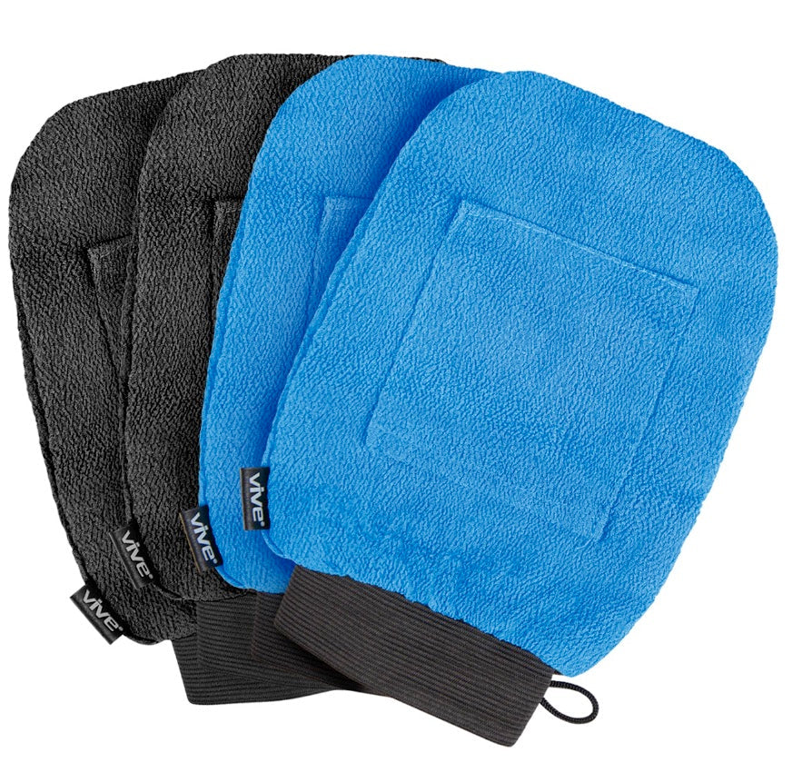 Exfoliating Gloves - Black/Blue
