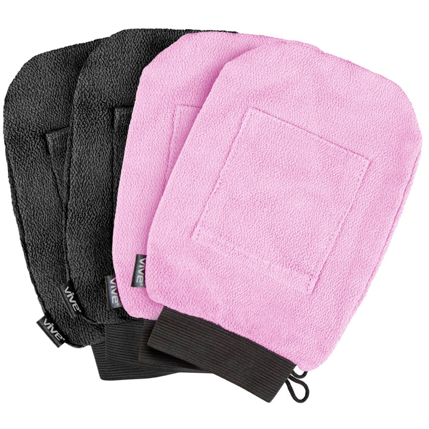 Exfoliating Gloves - Black/Pink
