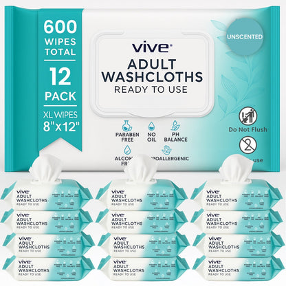 Adult Washcloths - No Scent / 12 Pack