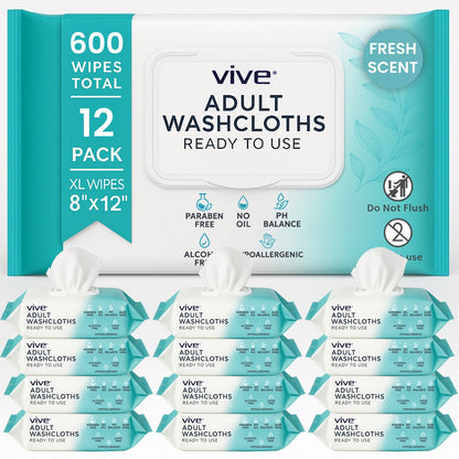 Adult Washcloths - Fresh Scent / 12 Pack