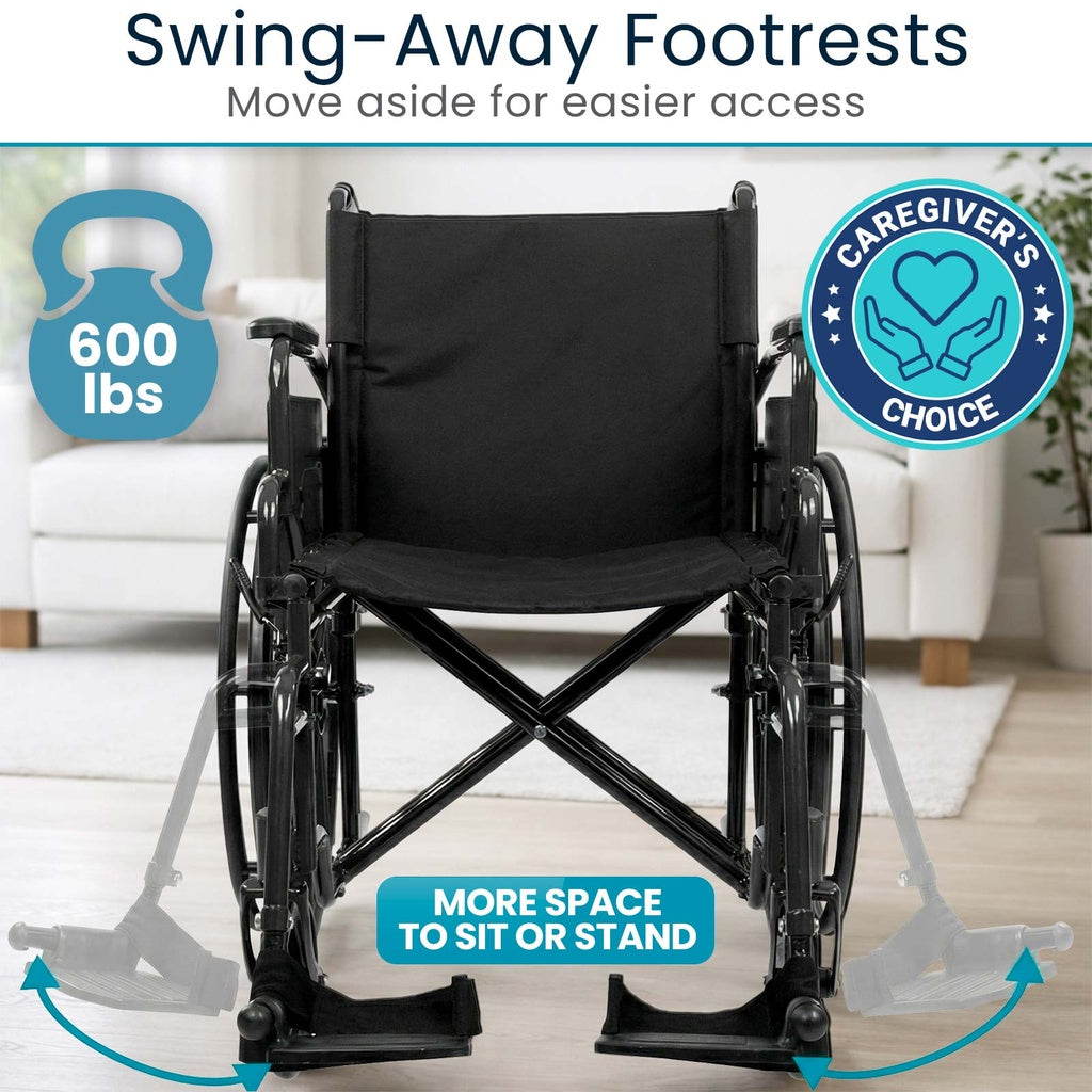 Extra-Wide Bariatric Wheelchair With Heavy-Duty Frame And 600-lb Capacity - Mobility & Transfer Equipment