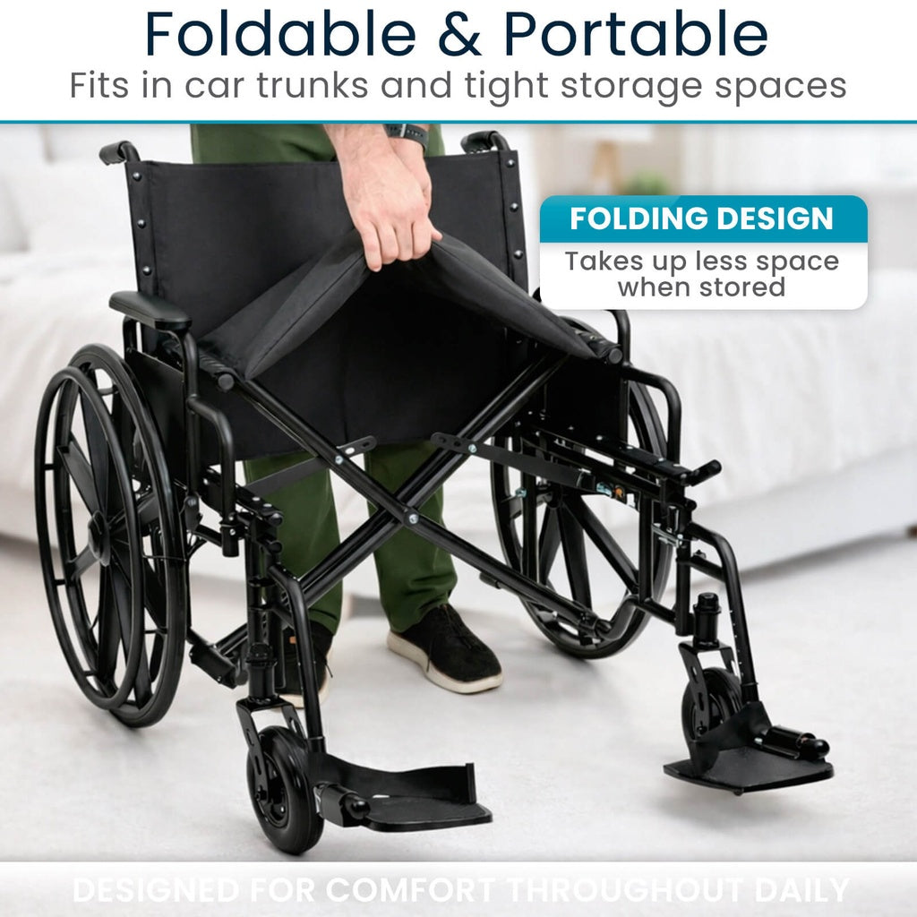 Extra-Wide Bariatric Wheelchair With Heavy-Duty Frame And 600-lb Capacity - Mobility & Transfer Equipment