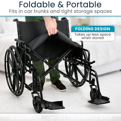 Extra-Wide Bariatric Wheelchair With Heavy-Duty Frame And 600-lb Capacity - Mobility & Transfer Equipment
