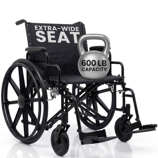 Extra-Wide Bariatric Wheelchair With Heavy-Duty Frame And 600-lb Capacity - Mobility & Transfer Equipment